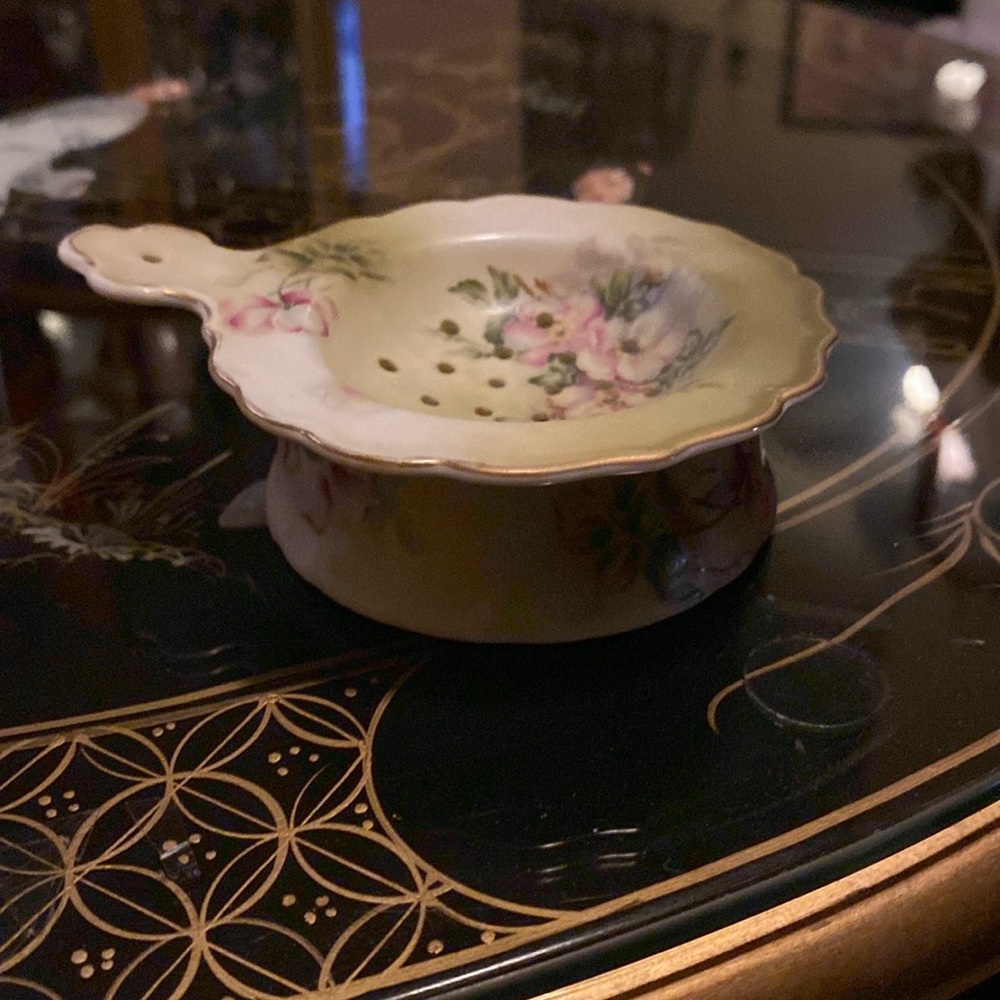 Nippon Porcelain Tea Strainer Drip Cup, Antique, Hand Painted